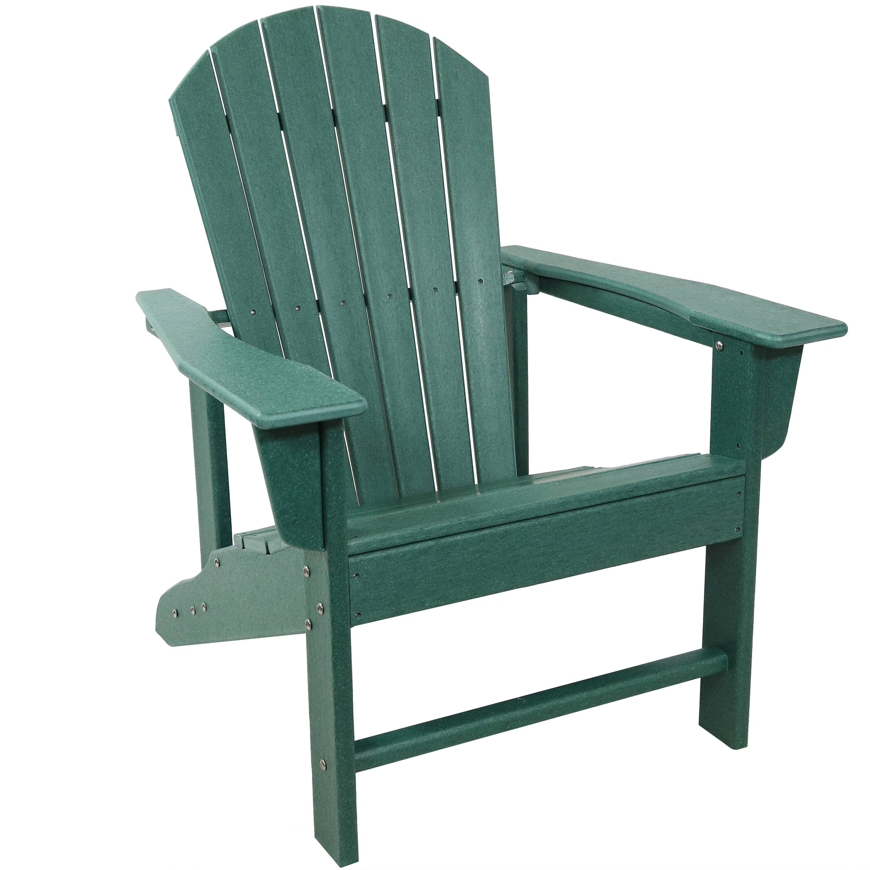 Front. Sunnydaze - Upright HDPE Raised Outdoor Adirondack Chair - Green.