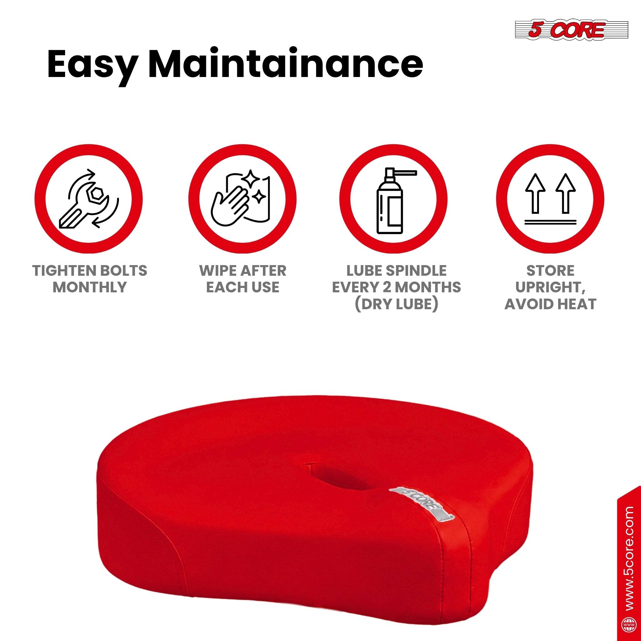 Easy Maintenance

5 CORE

TIGHTEN BOLTS MONTHLY

WIPE AFTER EACH USE

LUBE SPINDLE EVERY 2 MONTHS (DRY LUBE)

STORE UPRIGHT, AVOID HEAT

www.5core.com