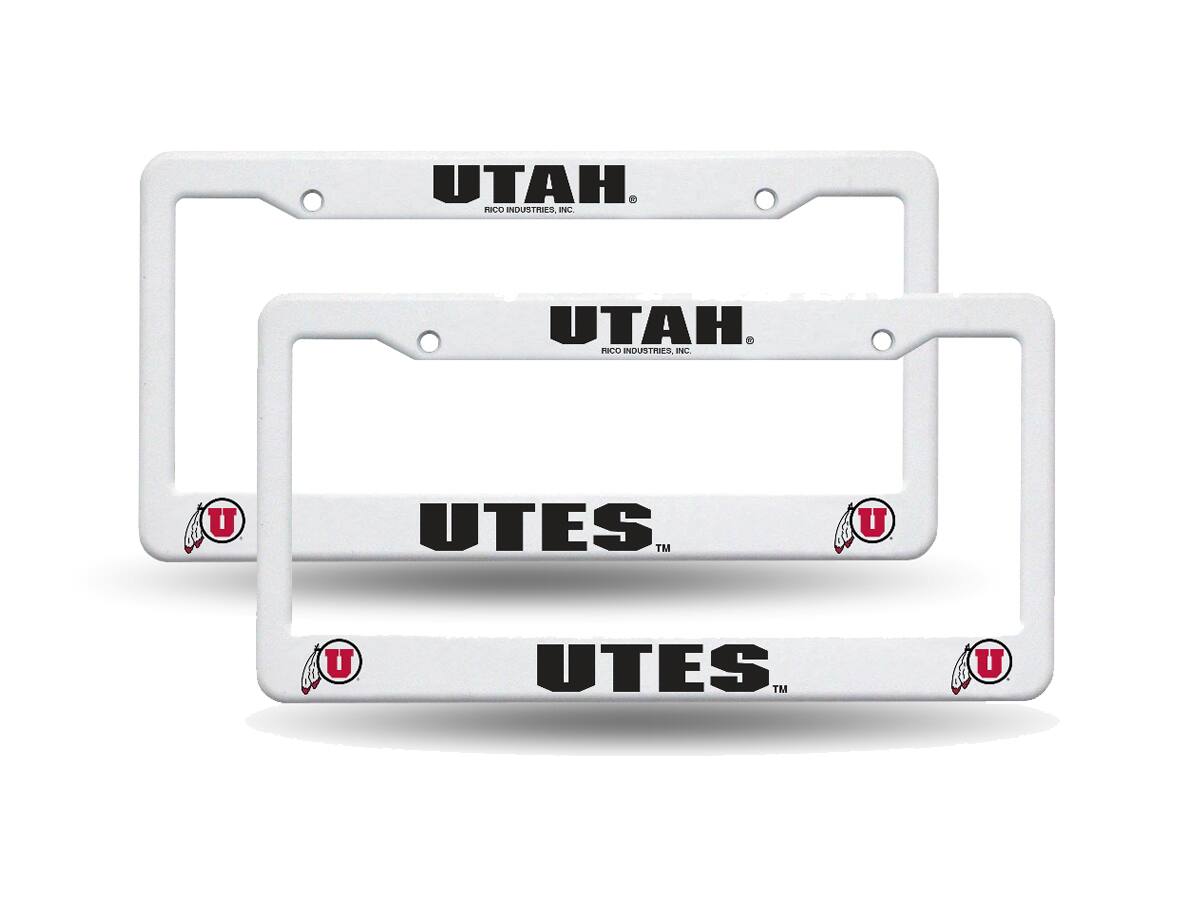 Rico Industries - Utah Runnin' Utes Raised Letter Plastic License Plate Frame - Set of Two Frames - Multi