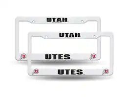 Rico Industries - Utah Runnin' Utes Raised Letter White Plastic License Plate Frame - Set of 2 Frames - Multi