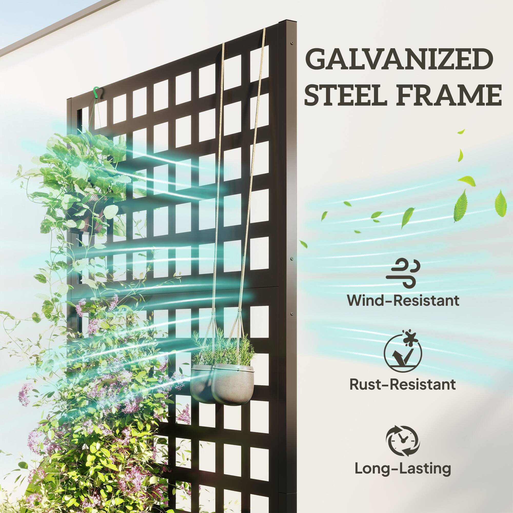 GALVANIZED STEEL FRAME

- Wind-Resistant
- Rust-Resistant
- Long-Lasting