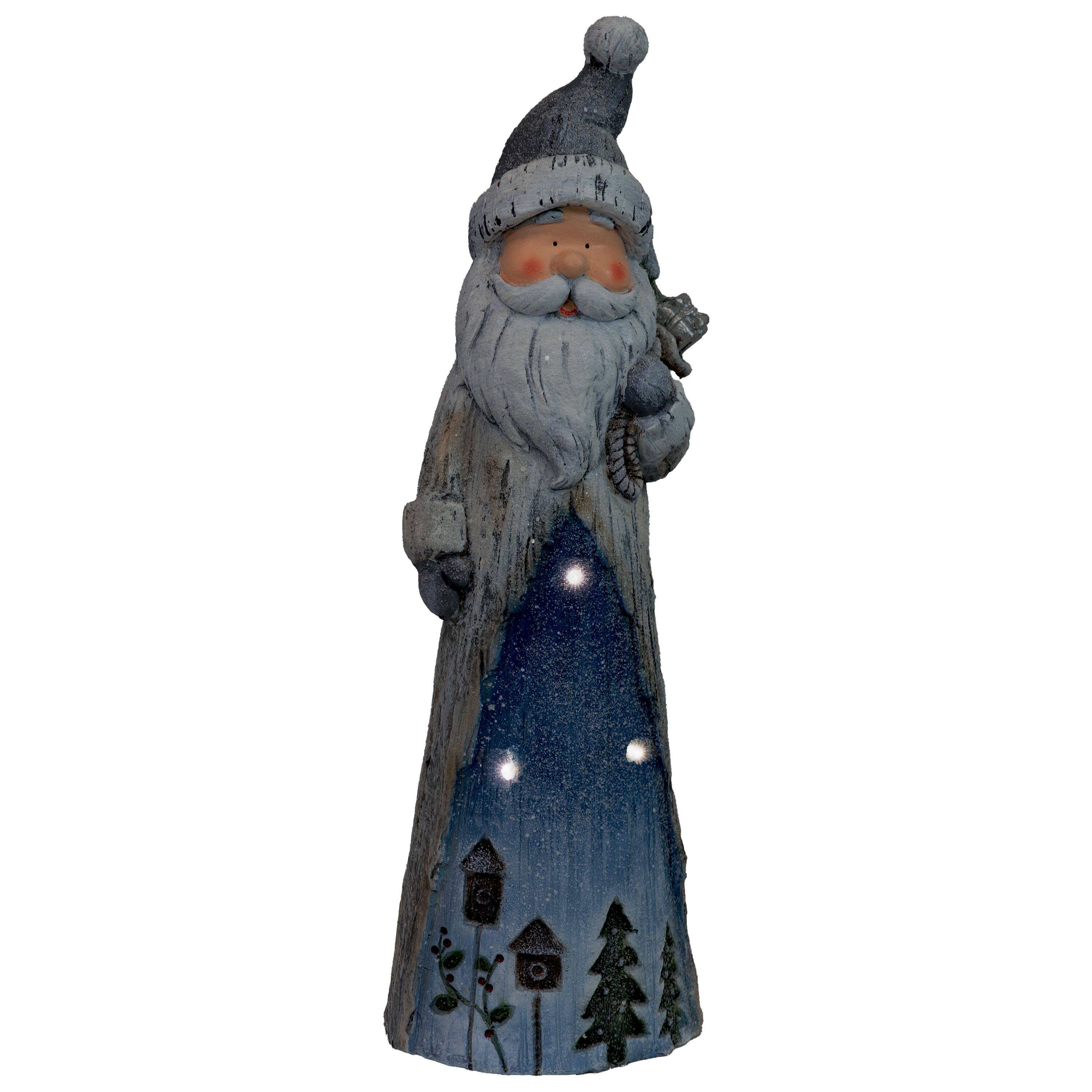 Alt View 7. Sunnydaze - Rustic Father Christmas Indoor Pre-Lit LED Statue - 27 in - Blue.