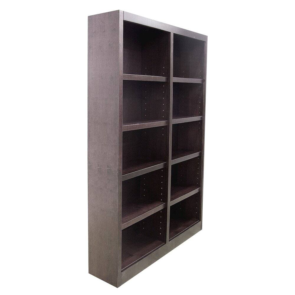 Angle. Concepts in Wood - Double Wide Bookcase 10 Shelves Espresso Finish - Brown.