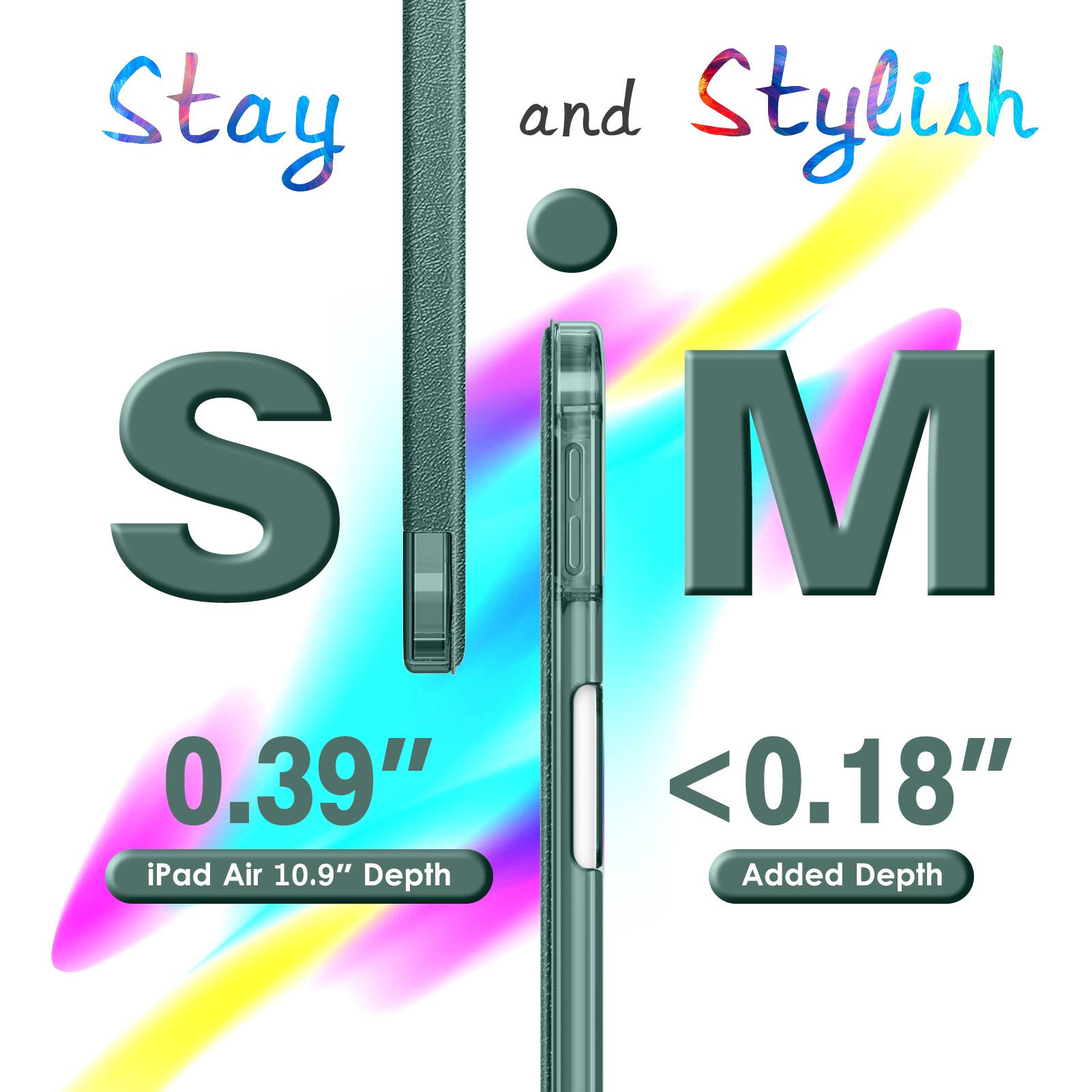 Stay and Stylish  
S M  
0.39" iPad Air 10.9" Depth  
<0.18" Added Depth