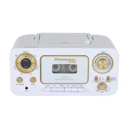 Front. Studebaker - BT Series Portable Bluetooth CD Player with AM/FM Stereo - White.