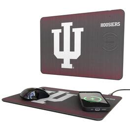 Keyscaper - Indiana Hoosiers Linen Print Wireless Charger & Mouse Pad - Black