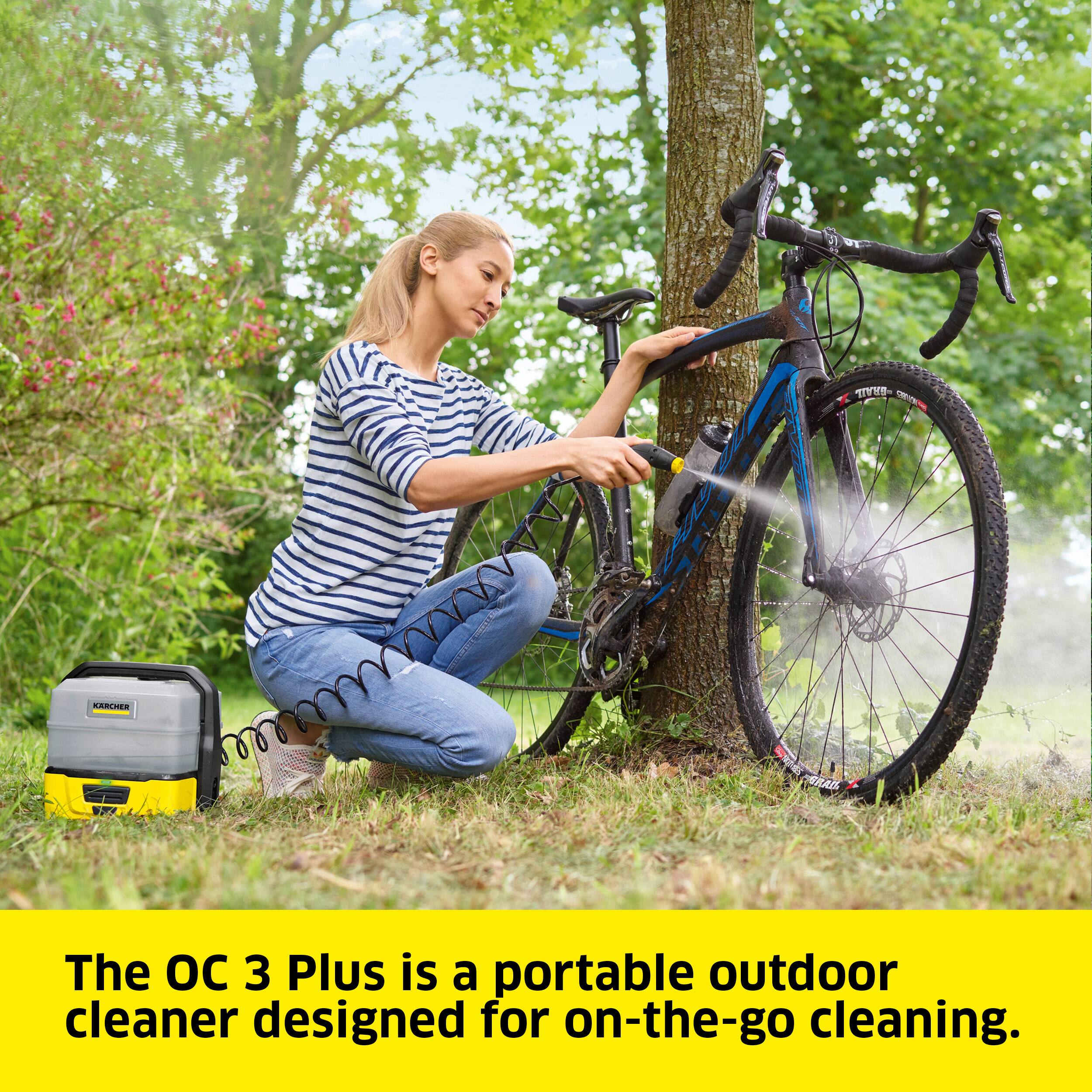 The OC 3 Plus is a portable outdoor cleaner designed for on-the-go cleaning.
