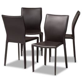Baxton Studio - Heidi Modern and Contemporary Faux Leather Upholstered 4-Piece Dining Chair Set - Dark Brown