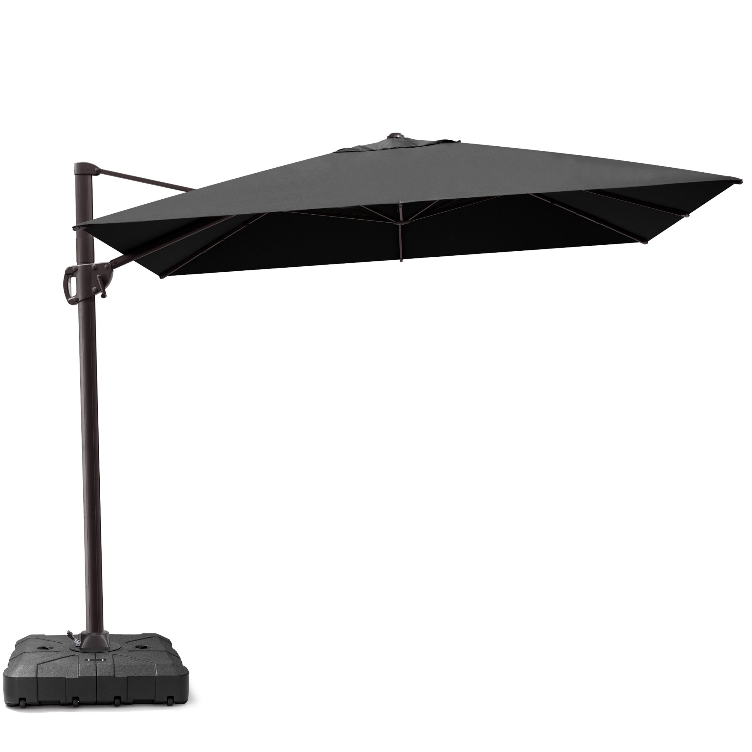 Left. Crestlive Products - Crestlive Products 9x11ft Aluminum Crank Cantilever Patio Umbrella with Base - Black.