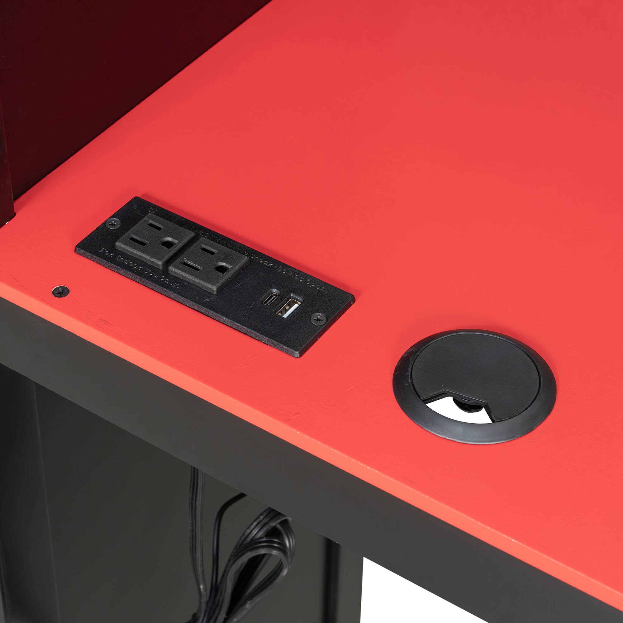 Alt View 5. Anysun - L-Shaped Twin Gaming Bed Frame - RGB LED Lights, USB Ports, TV Stand & Storage Shelves, Reversible Space-Saving Design - Red.