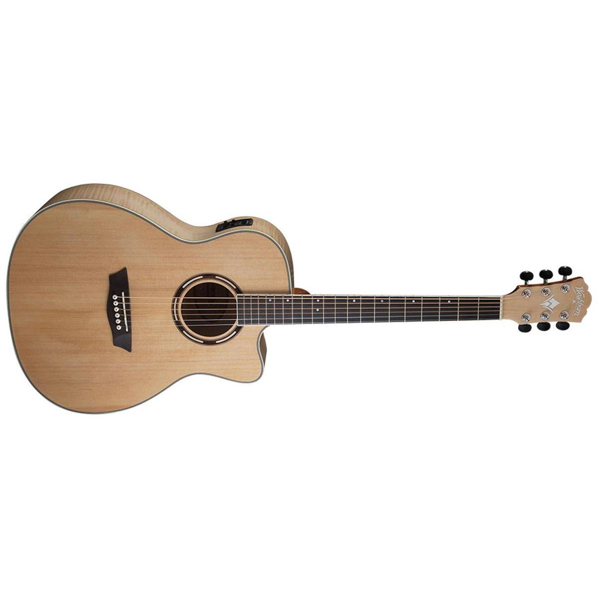 Alt View 3. Washburn - Washburn Apprentice 5 Series AG40CEK Grand Auditorium AE Guitar, Natural.