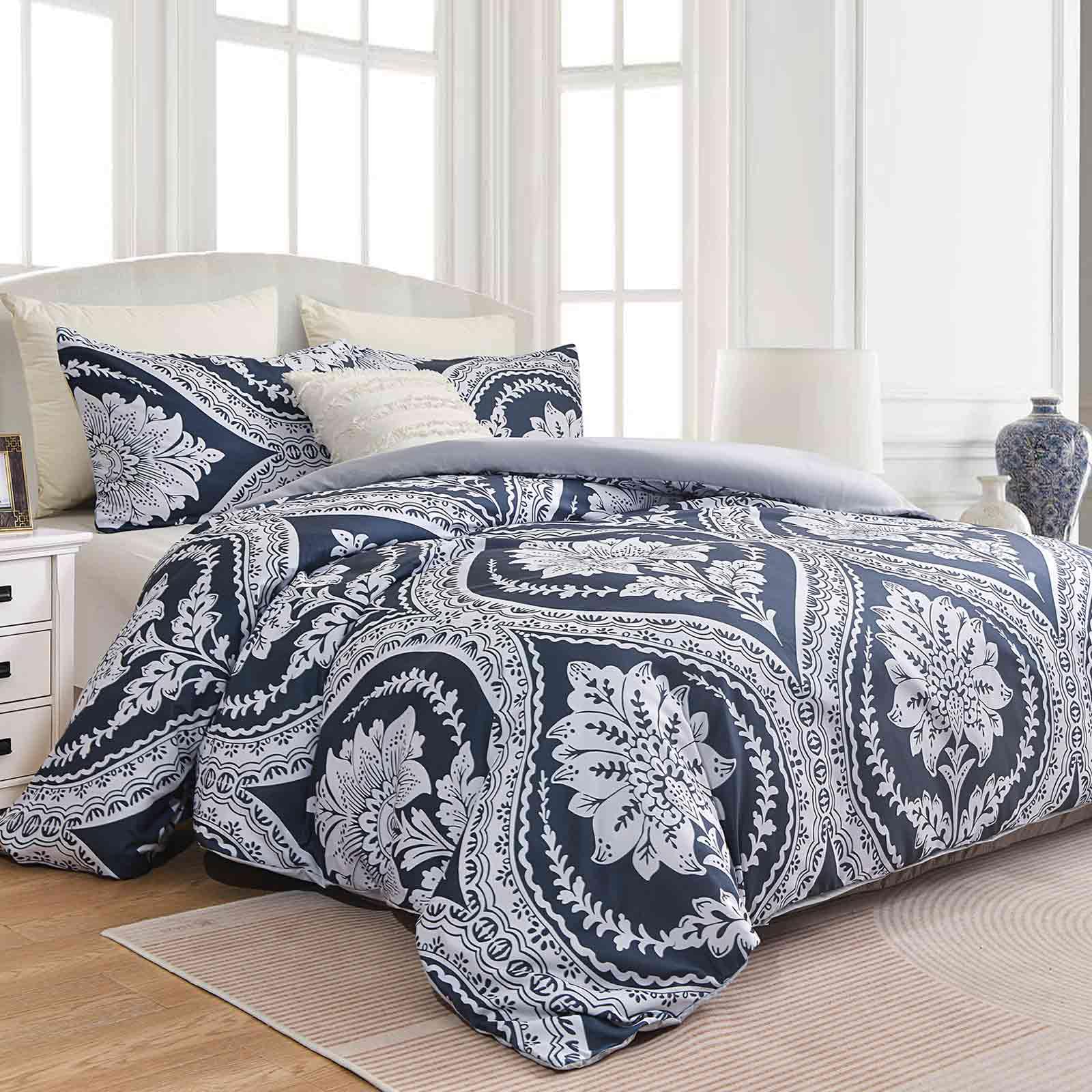 Navy Blue Boho Floral-King