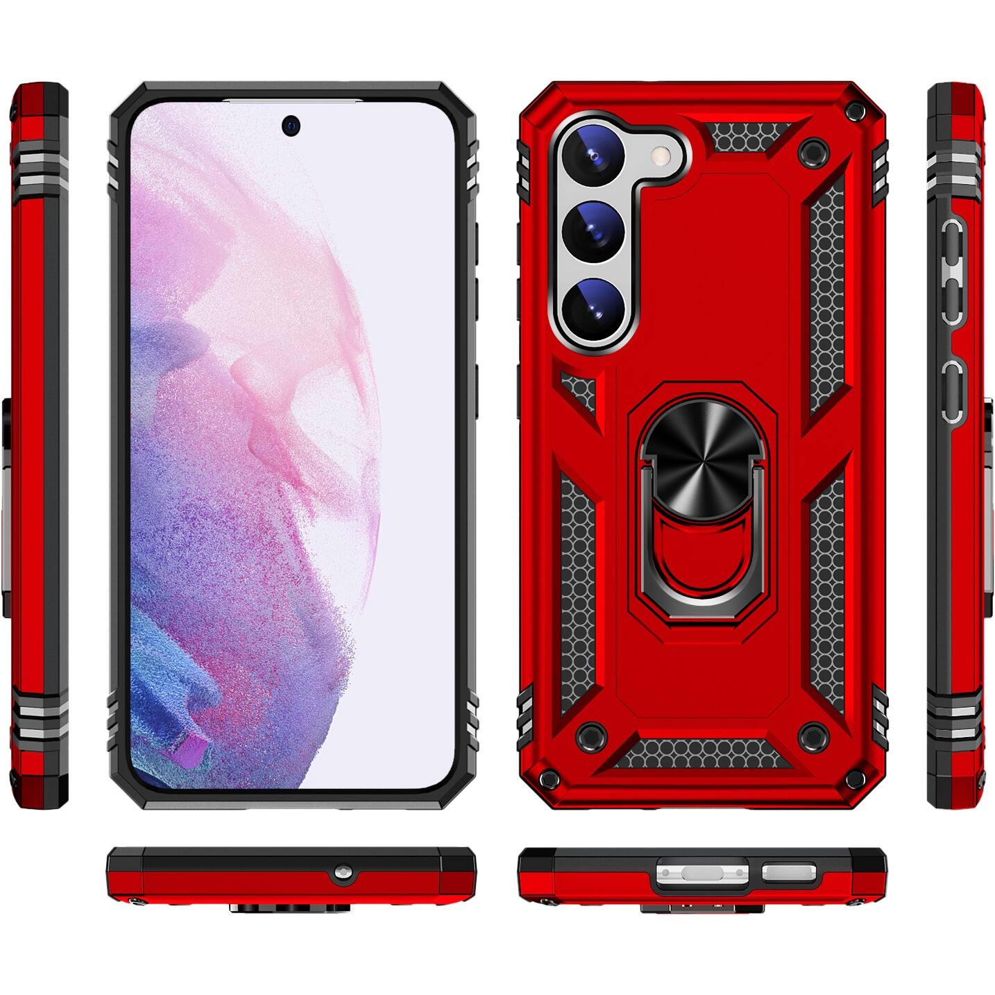 Alt View 12. SaharaCase - Military Kickstand Series with Belt Clip Case for Samsung Galaxy S23+ - Red.