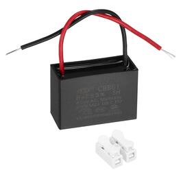 Unique Bargains - 8uF CBB61 Ceiling Fan Capacitor, AC 450V 2 Wires with Terminal Blocks for Pump Motor Generator Blower - Black