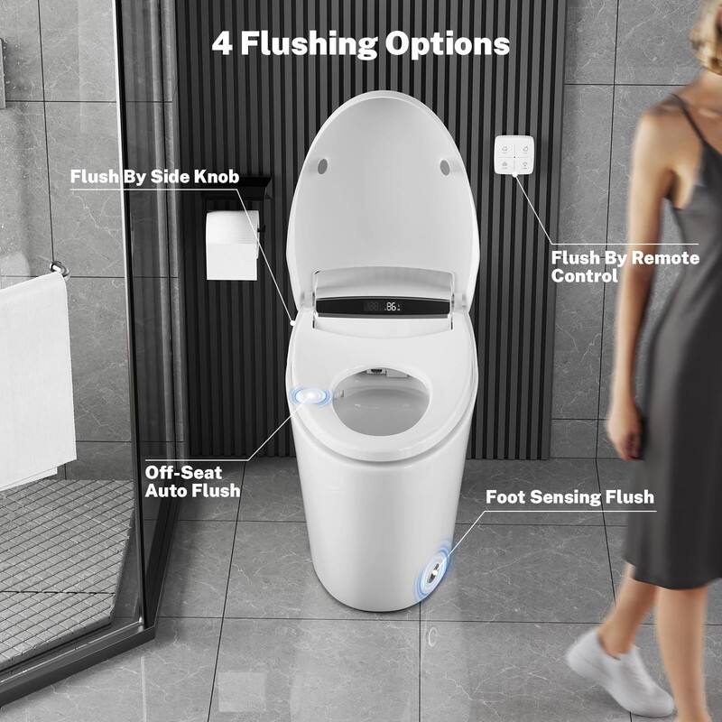 4 Flushing Options

- Flush By Side Knob
- Flush By Remote Control
- Off-Seat Auto Flush
- Foot Sensing Flush