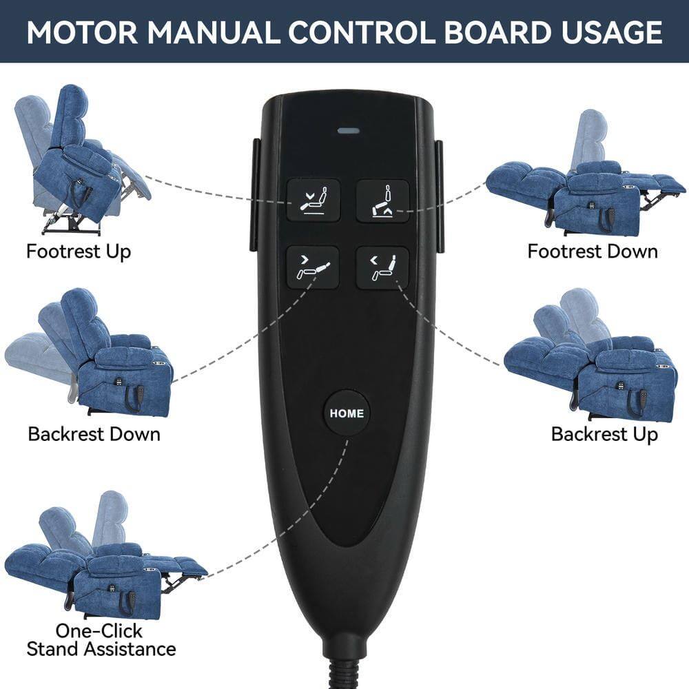 MOTOR MANUAL CONTROL BOARD USAGE

- Footrest Up
- Footrest Down
- Backrest Down
- Backrest Up
- One-Click Stand Assistance