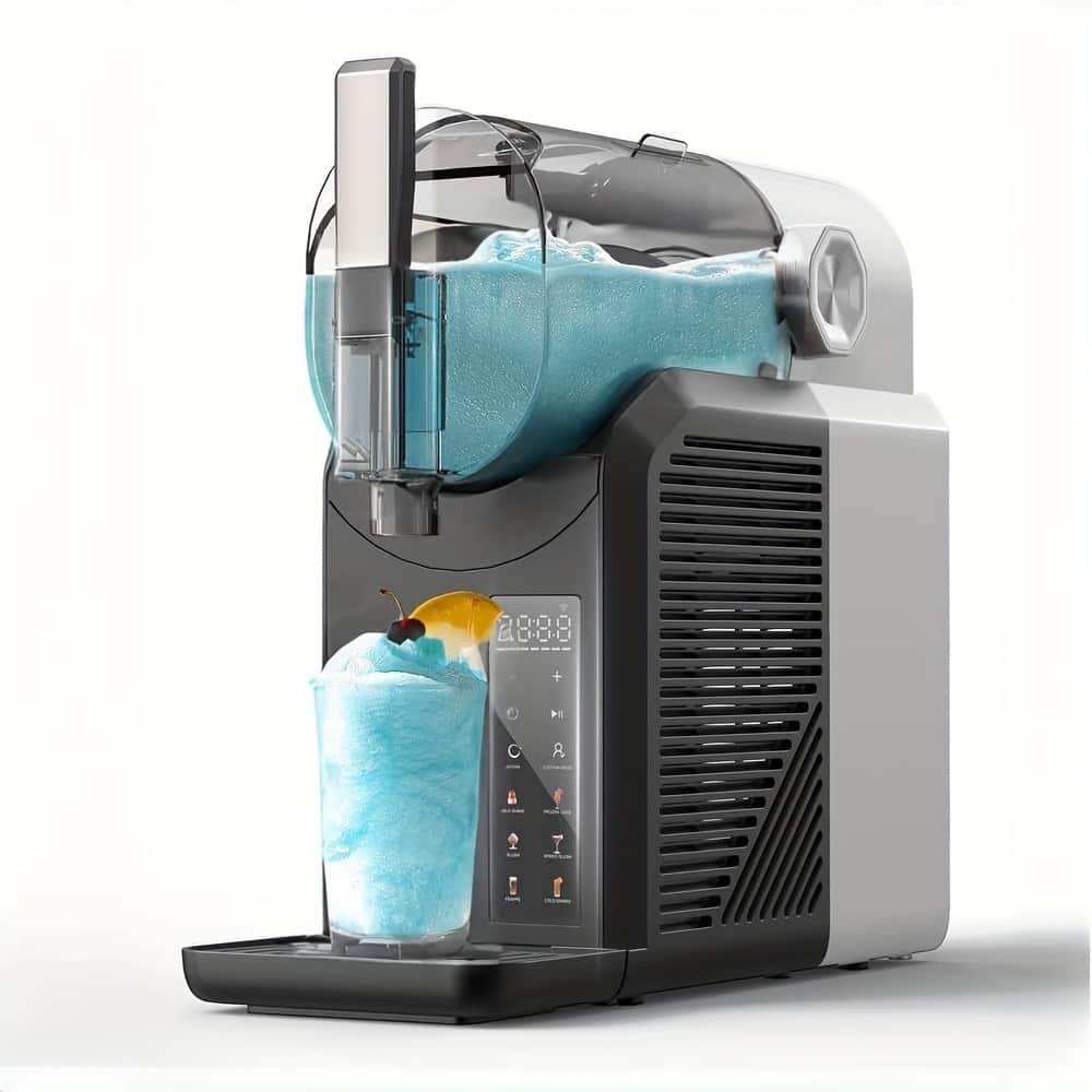 GlowWise - 68oz Slushy Machine with 6 presets, 4hr freshness, juice dispenser, no ice needed. Perfect for shakes - Gray