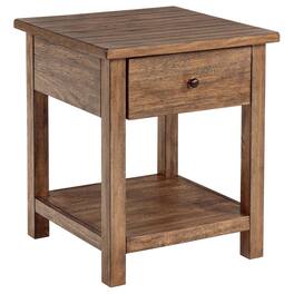 Manhattan Lane - Ayne Side End Table, 1 Shelf, 1 Drawer, Wood, Square 20 Inch - Brown, Black