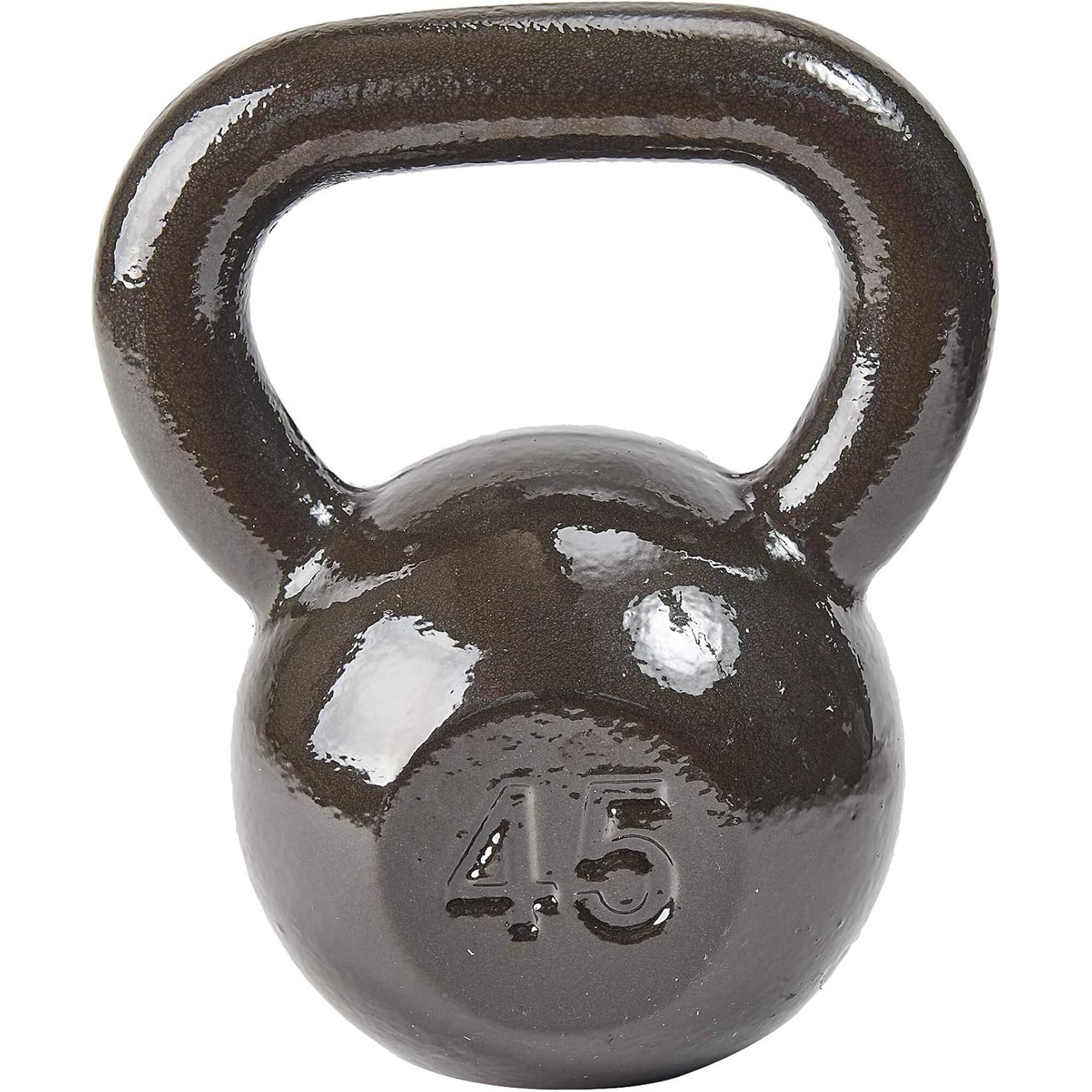 Front. BalanceFrom Fitness - BalanceFrom Cast Iron Kettlebell for Home Gym Strength Training, 45 Lb, Grey - Grey.