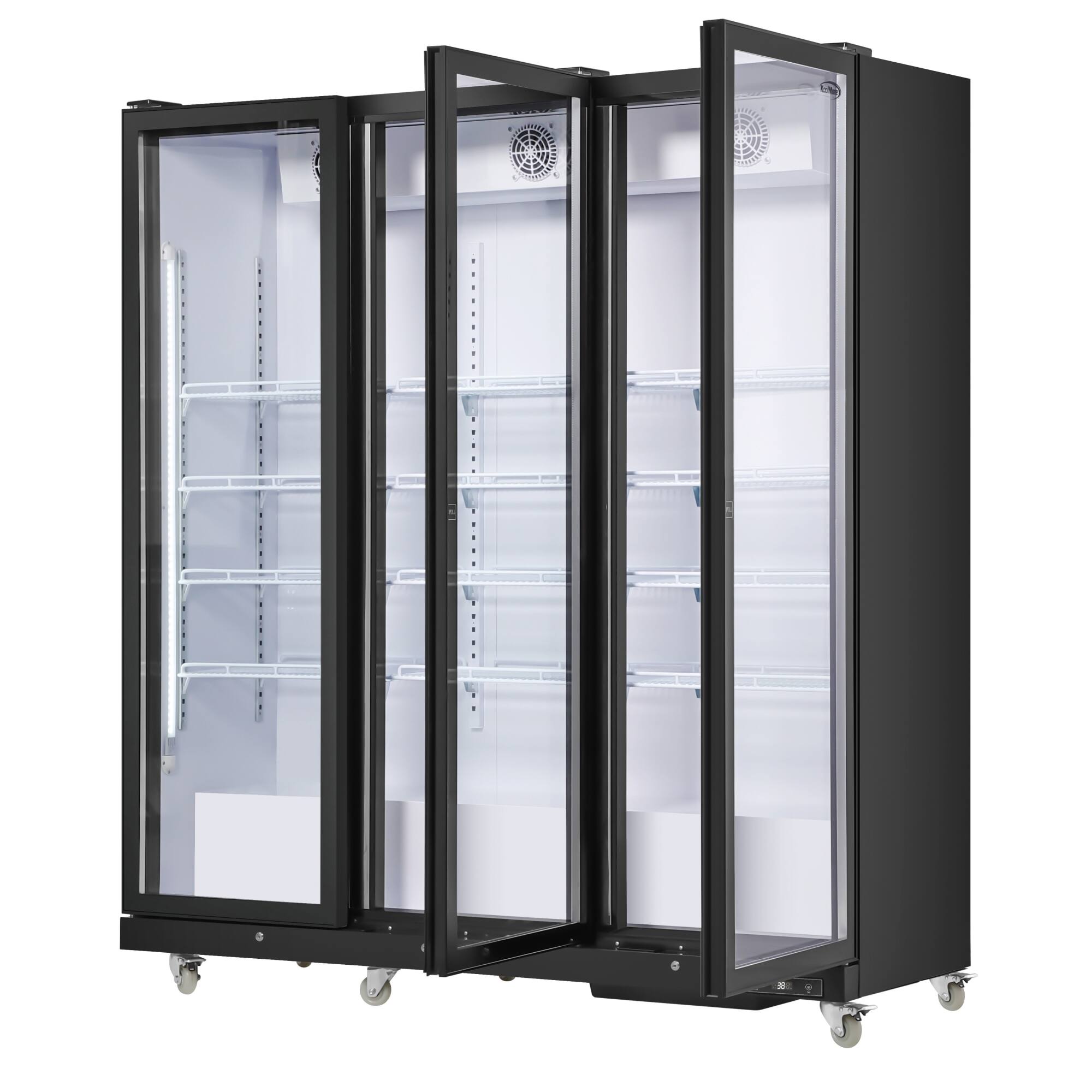 Alt View 3. Koolmore - 71 in. Commercial 3 Fully Glass Door Merchandiser Refrigerator, 46 cu. ft., ETL Listed in Black (KM-MDR-3FGD) - Black.