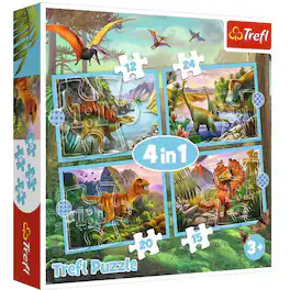 Trefl - Preschool 4 in 1 Puzzle - Unique Dinosaurs