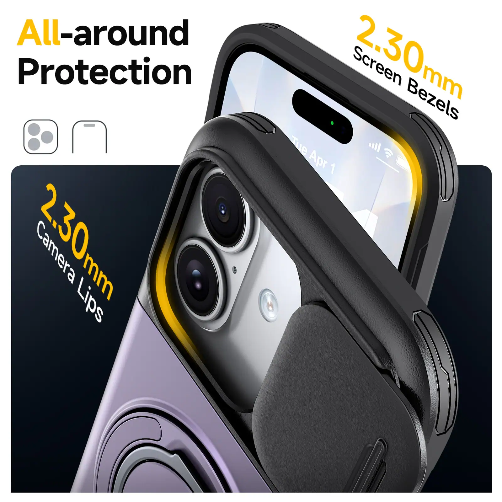 All-around Protection  
2.30mm Camera Lips  
2.30mm Screen Bezels  
Tue Apr 1