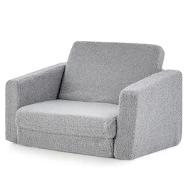 Costway - 2-in-1 Toddler Fold out Couch Children's Convertible Sofa to Lounger - Gray