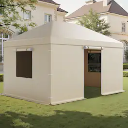 VEVOR - Winter Gazebo Cover Fits 10 x 14 ft Hardtop Gazebos,All-Weather Gazebo Cover with Sidewalls & Mesh Windows,High-Density - Beige