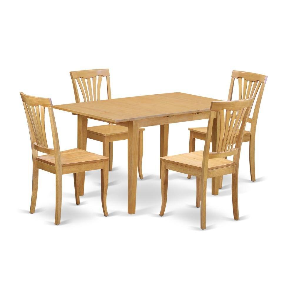 Left. FurniFact - Elegant Wooden Dining Table Set – Kitchen Table and Chairs for 4 - Oak.