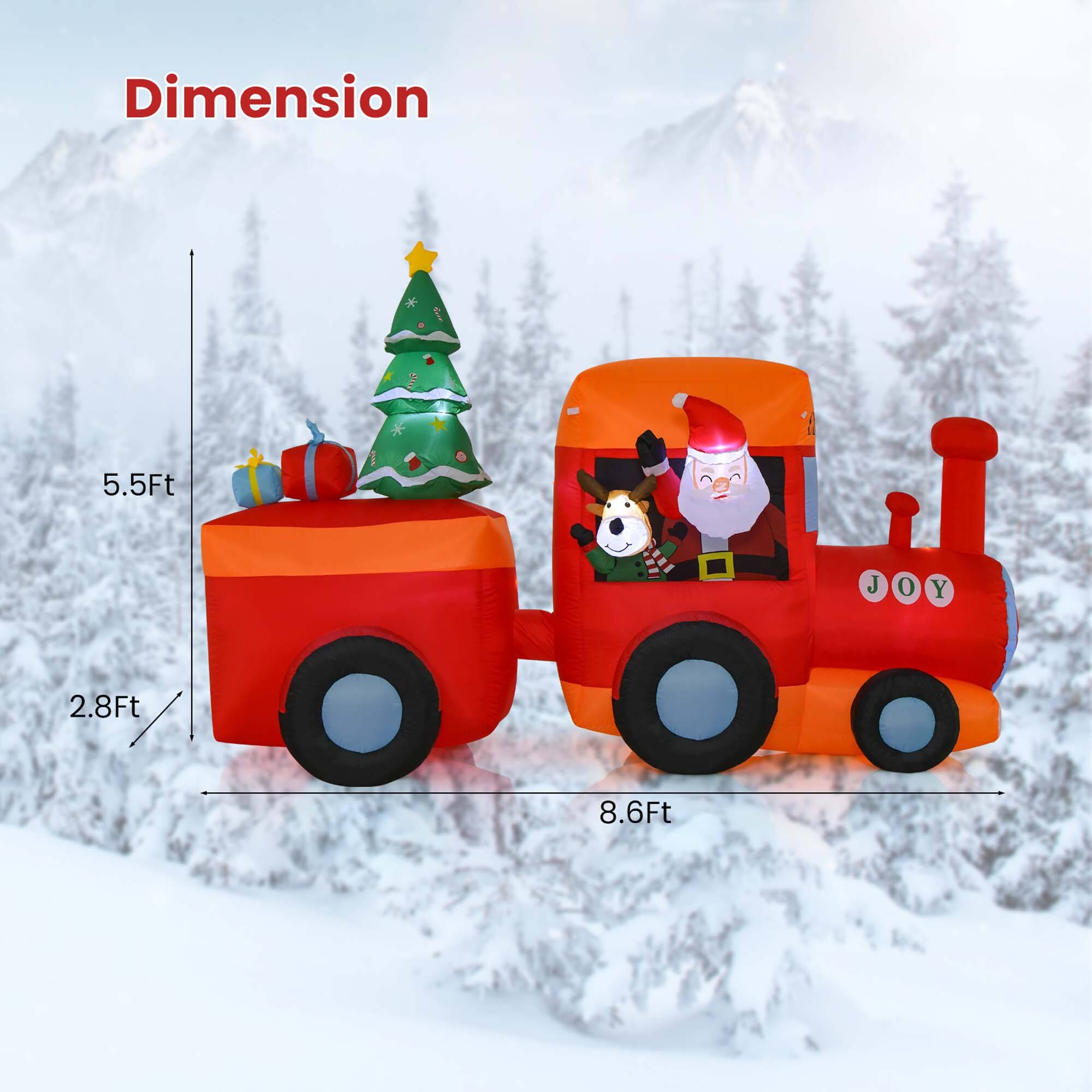 Dimension: 5.5 ft (Joy), 2.8 ft (Santa), 8.6 ft (Truck)
