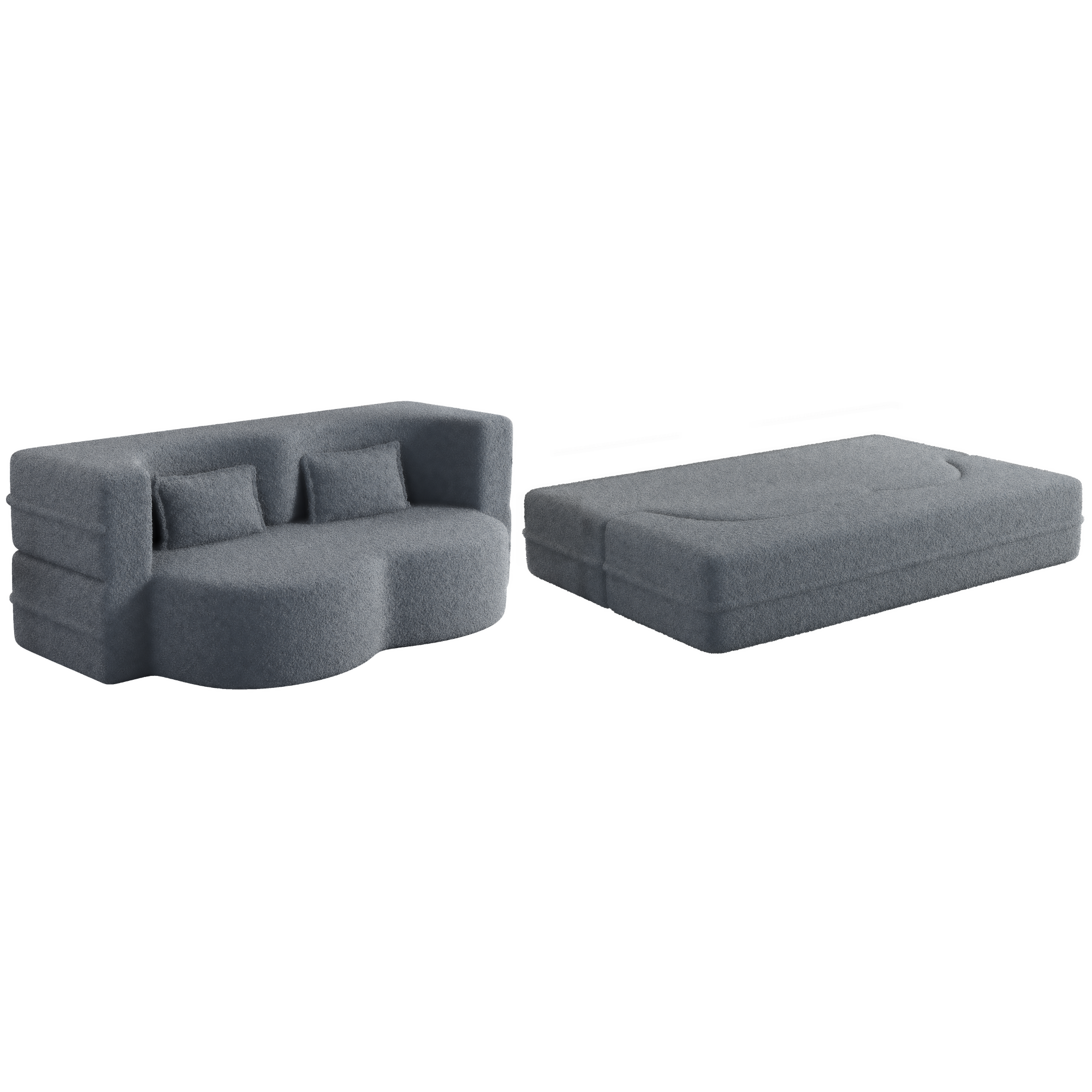 Alt View 9. GOODSILO - Convertible Floor Sofa Bed with 2 Pillows, Full Size Folding Mattress for Living Room and Guest Spaces - Grey.