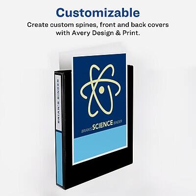 Customizable  
Create custom spines, front and back covers with Avery Design & Print.  

GINDER BRIAN'S SCIENCE BINDER  
BRIAN'S SCIENCE BINDER