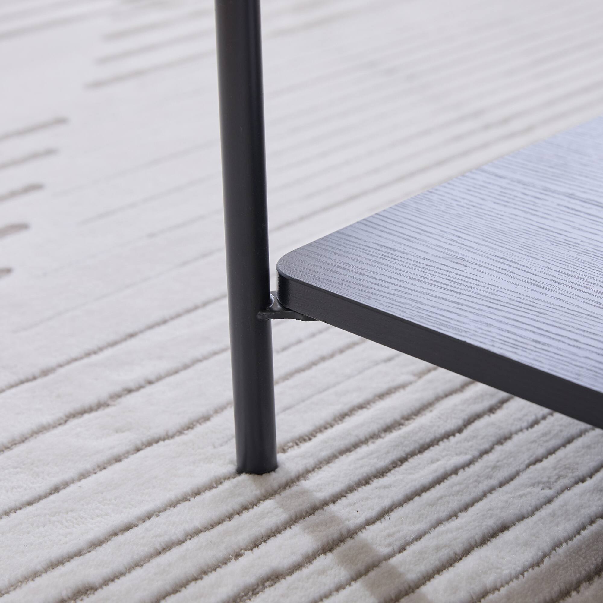 Alt View 5. GOODSILO - 30.7-Inch Wide Upholstered Ottoman Coffee Table with Storage Shelf and Metal Legs - Beige.