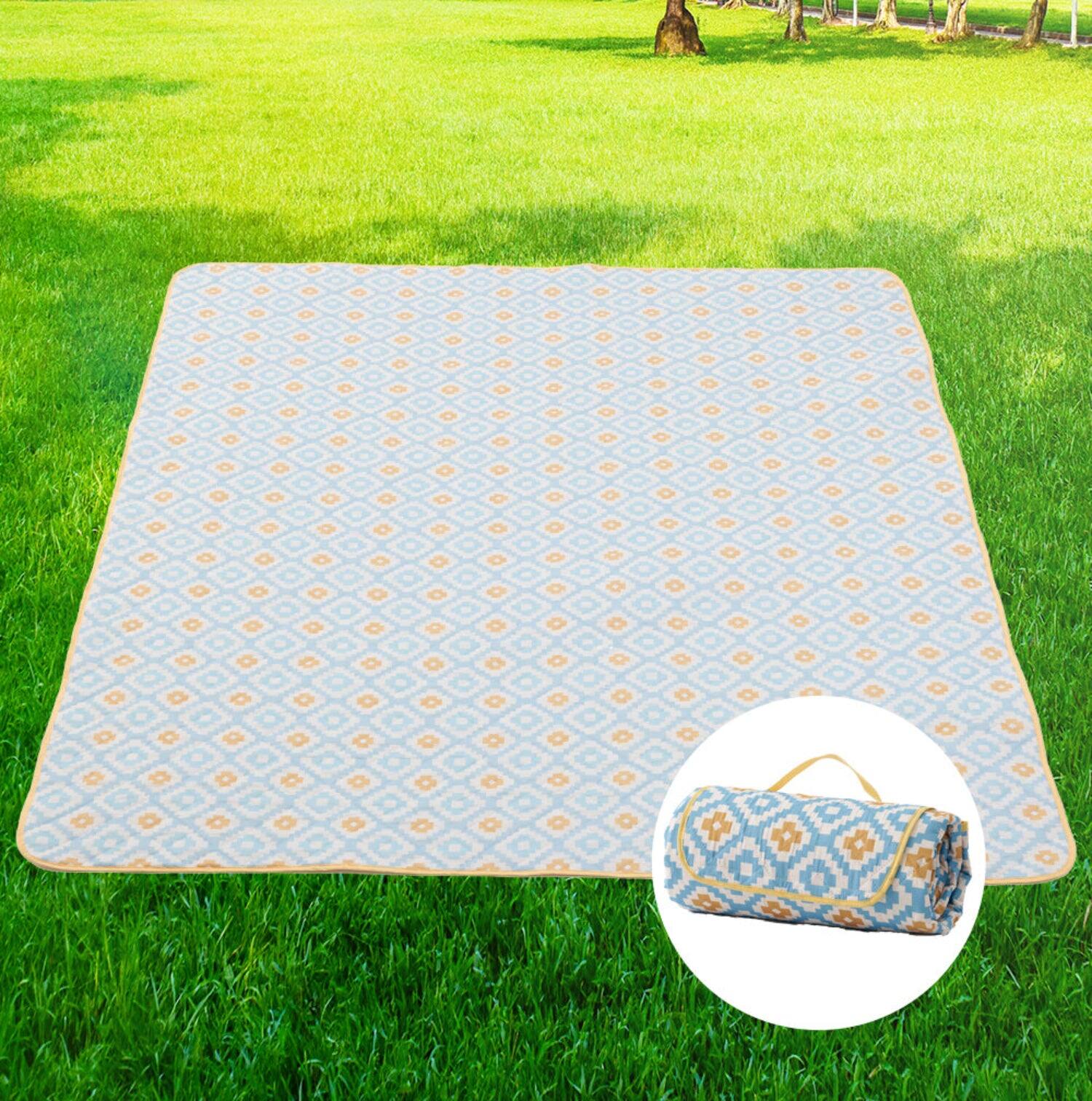 Left. Adivo - Waterproof Outdoor Picnic Blanket - Ultrasonic Bonded Polyester, Camo Print - Yellow.