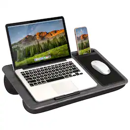 LapGear - Home Office Lap Desk (Fits up to 15.6" Laptop) - Gray Woodgrain