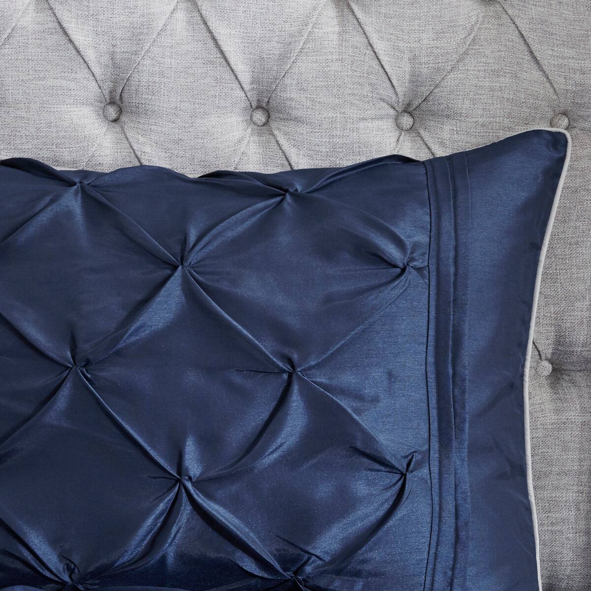 Angle. Aukfa - 7 Piece Tufted Comforter Set Cal King - Navy.