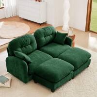 Front. Roomtec - Cloud Sectional CouchesPremium Chenille Fabric Paired With Soft Throw PillowsQuilted Pleated Design HighDensity Foam - Green.