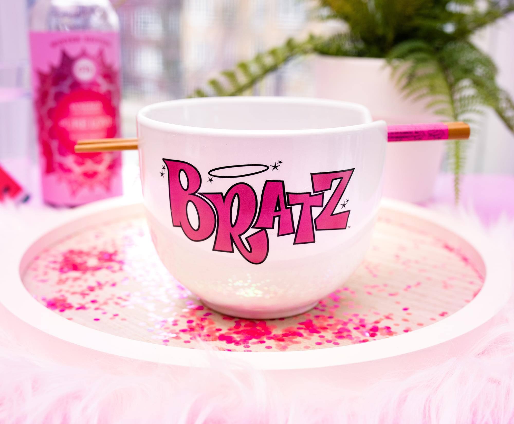 Alt View 2. Silver Buffalo - Bratz 20-Ounce Ceramic Ramen Bowl and Chopstick Set - Pink.