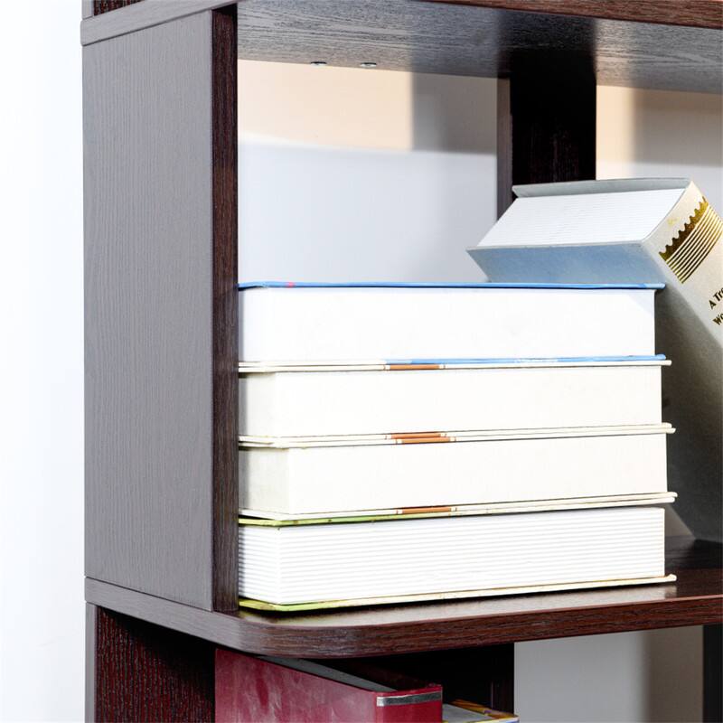 Alt View 6. HTUTWOO - 31.5" L x 64.56" H Free Combination Bookshelf - 5-Tier Open Storage Bookcase MDF Wood Display Shelving for Home Office - Ox Blood Red.
