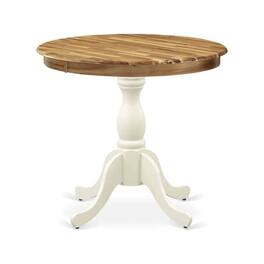 East West Furniture - AST-NLW-TP Antique Modern Kitchen Table - a Round Dining Table Top with Pedestal Base - Multi