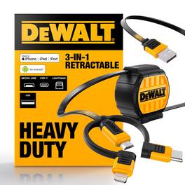 Dewalt - USB to Micro to Type C 3-in-1 Cable 3 ft. Black/Yellow