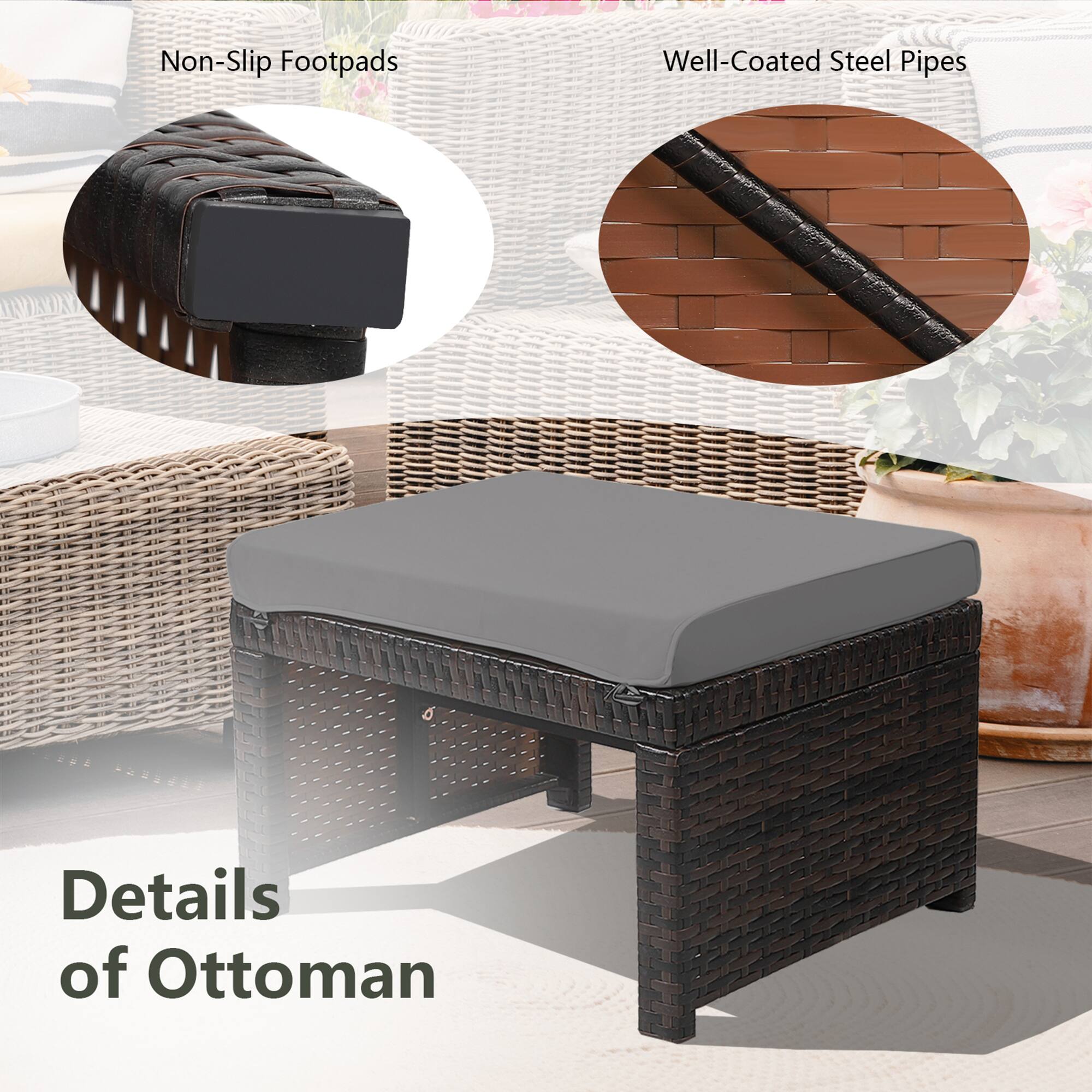 Non-Slip Footpads

Well-Coated Steel Pipes

Details of Ottoman