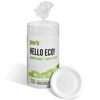 "Perk - Eco Compostable Paper Plates, 6"", 250/Pack - White" price history on PriceWatchPro