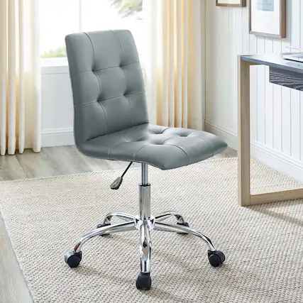 Front. Modway - Prim Armless Mid Back Office Chair by Modway - Gray.