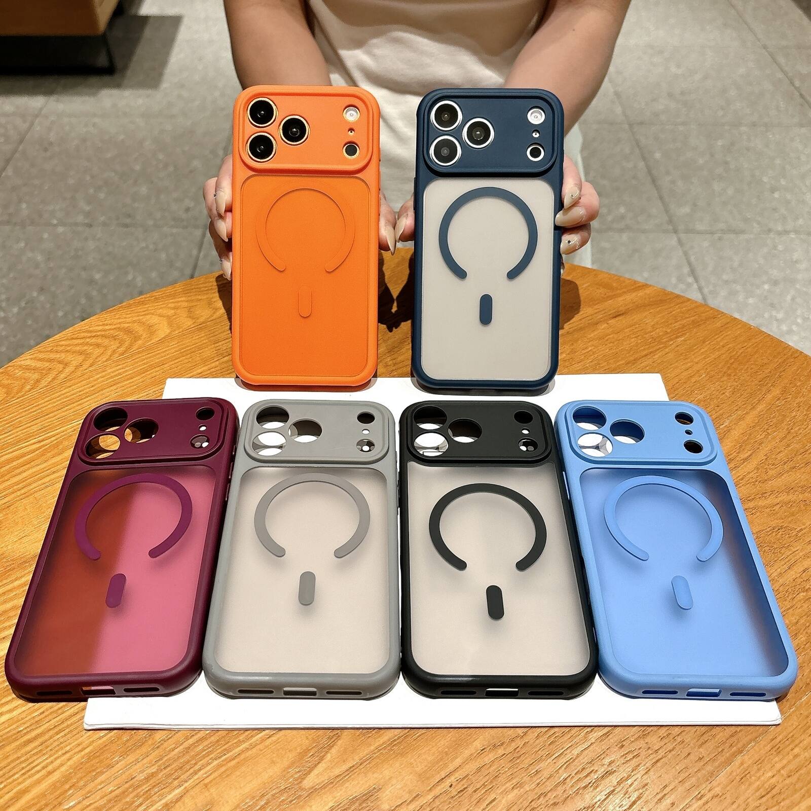 Alt View 3. UUCOVER - Magnetic Translucent Matte Case for Apple iPhone 17 Pro Compatible with MagSafe, Raised Edge Protection Shockproof Cover - Darkblue.
