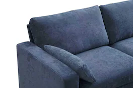 Roomtec - Modern Loveseat Sofa for Living Room Removable Cover Spring Cushions Solid Wood Frame Wide Armrest for Small Space - Blue