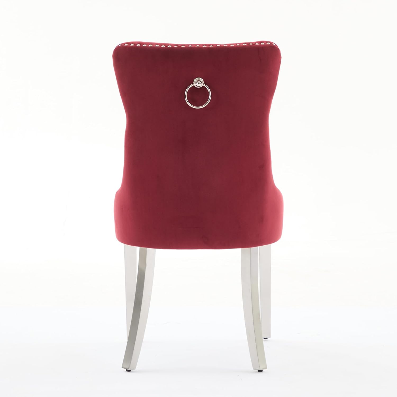Alt View 4. Trinkets Crazed - Velvet Dining Chair Set of 2 Upholstered Tufted Dining Room Chair with Nailhead Trim - wine red.