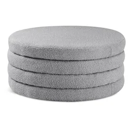 Meridian Furniture - Aphia Grey Boucle Fabric Ottoman/Coffee Table - Gray