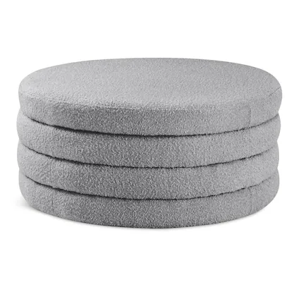 Front. Meridian Furniture - Aphia Grey Boucle Fabric Ottoman/Coffee Table - Grey.