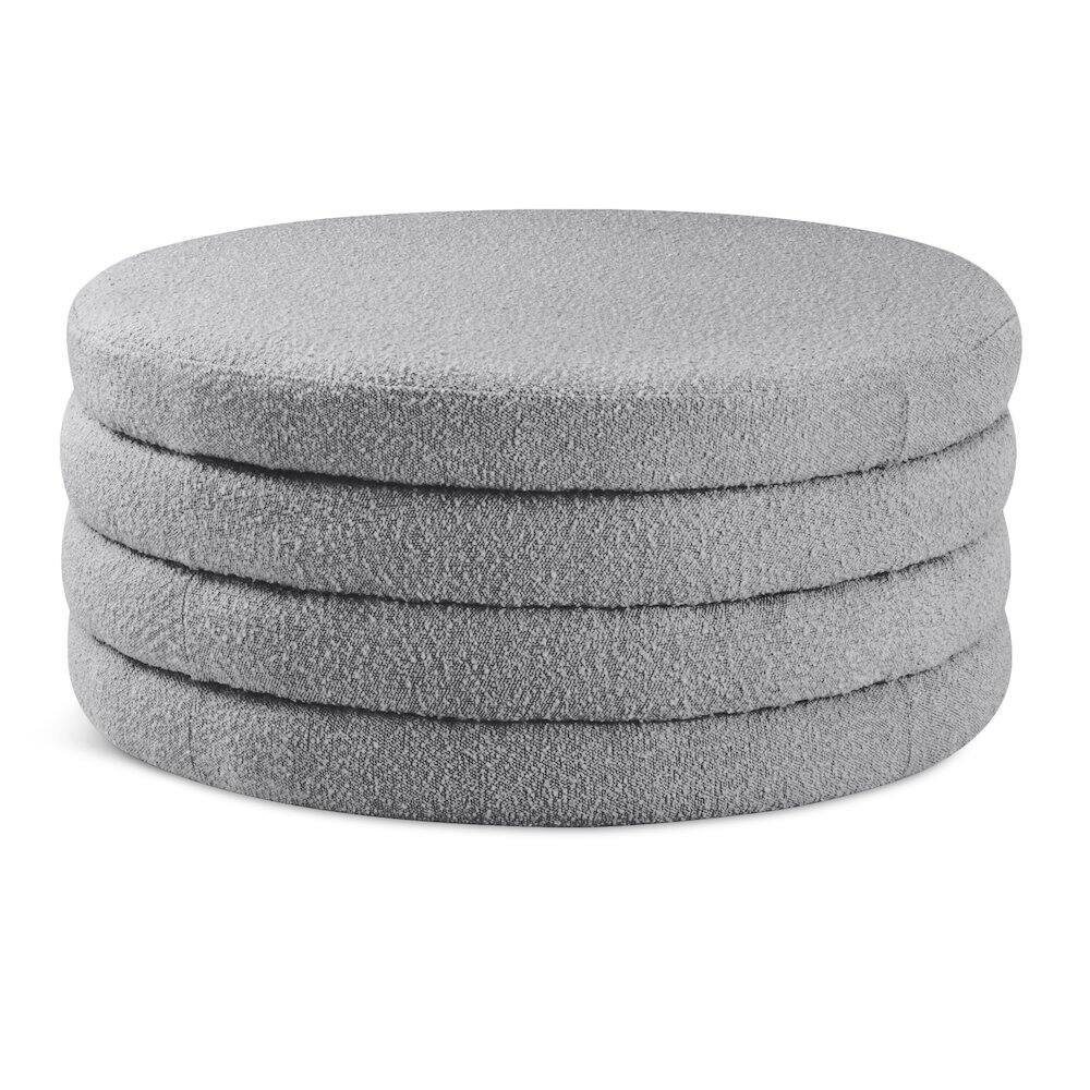 Front. Meridian Furniture - Aphia Grey Boucle Fabric Ottoman/Coffee Table - Grey.